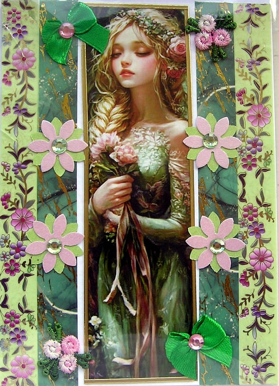 Fairy Princess - Hand Crafted Decoupage Greeting Card - Blank - 3181