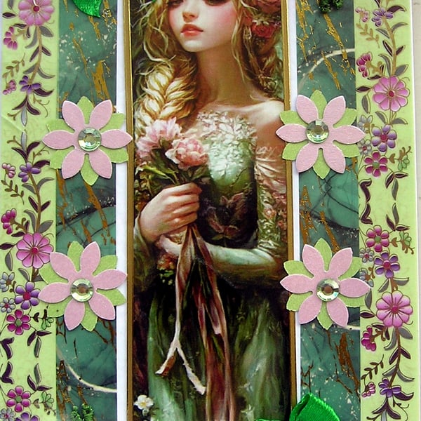 Fairy Princess - Hand Crafted Decoupage Greeting Card - Blank - 3181