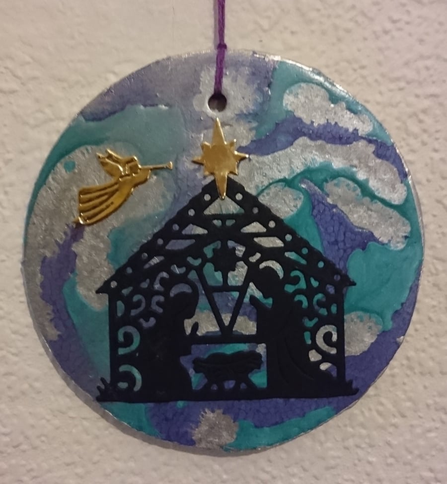 Teal and Purple - Nativity Hanger