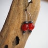 Earrings, silver Carnelian drop earrings.