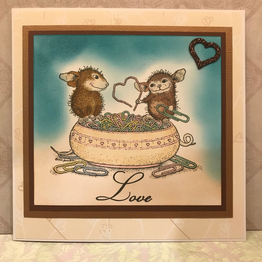 Cute Mice Anniversary - Wedding - Birthday Card. 