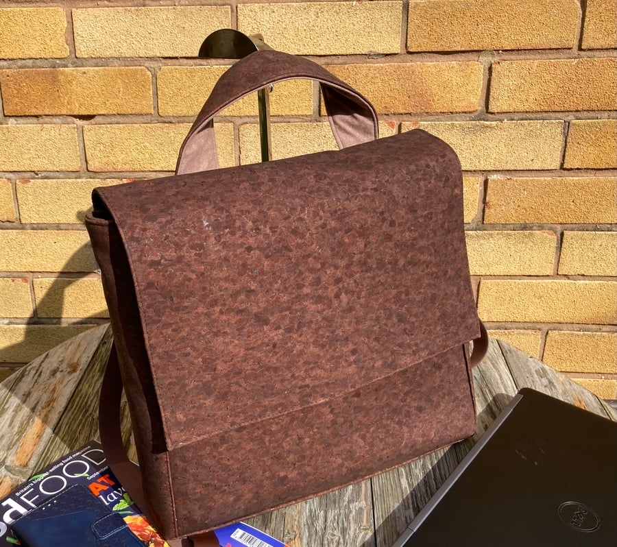 Messenger Bag Rucksack, Cork Leather