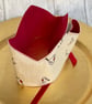 Set of 4 red and cream Skandi-style Christmas party crowns with velvet ribbons - Image 6