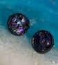 Multicoloured Dichroic Glass Earrings with Sterling Silver Studs - 2513 - Image 3