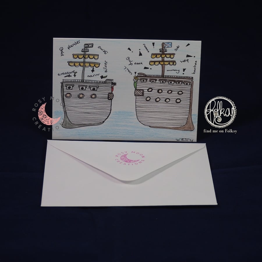 Pirate Ship, Blank Card