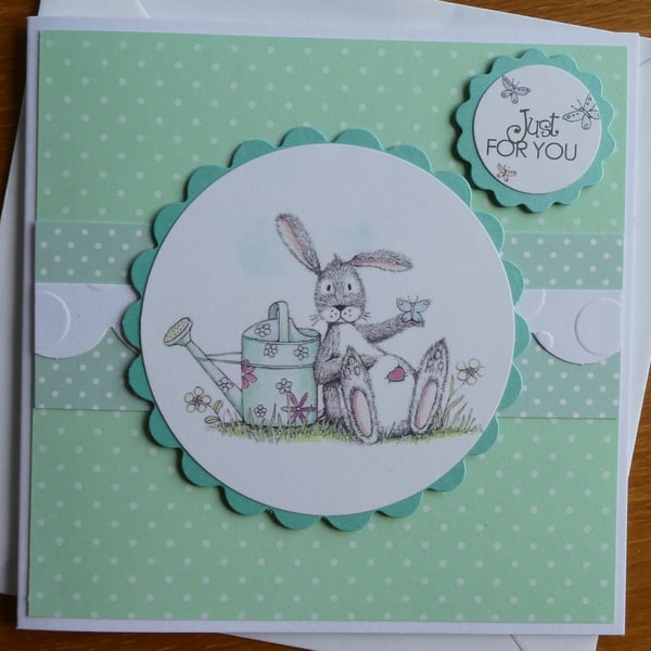 Just For You Card - Rabbit with Watering Can