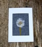 Dandelion seedhead handmade card - lace, needle felted and hand embroidered  