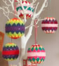Crochet Christmas Baubles Set of 5 - Bright Colours - Tree Decorations - Image 3