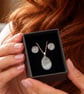 French Vanilla Silver Leaf Fused Glass Stud Earrings and Pendant Set