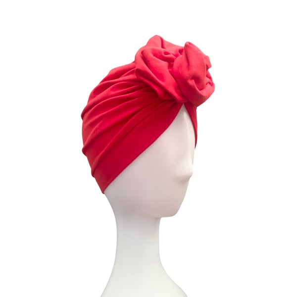 Red Rosette Turban, Alopecia Turban, Chemo Turban, Fashion Turban Women