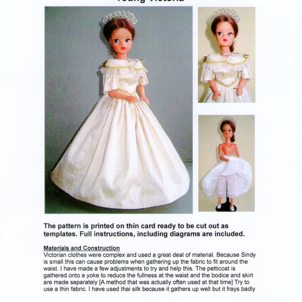 Sindy Sewing Pattern for "Young Victoria" c1840