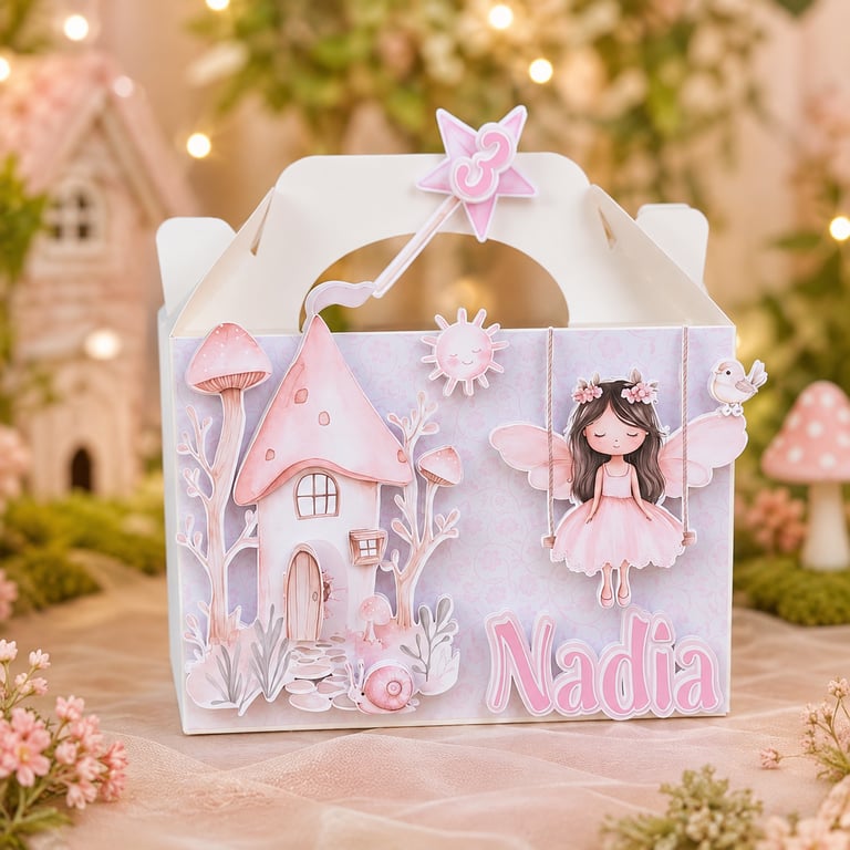 Personalised Fairy Party Boxes - Girls Birthday Favour Boxes - Pack of 6