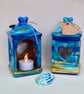 Hand-Painted Coastal Tea Light Lantern - Ceramic Seaside Candle Holder - Image 3