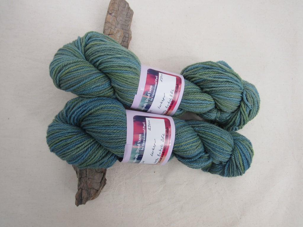 100g Larkspur BFL Space Dyed Natural Dye DK Yarn