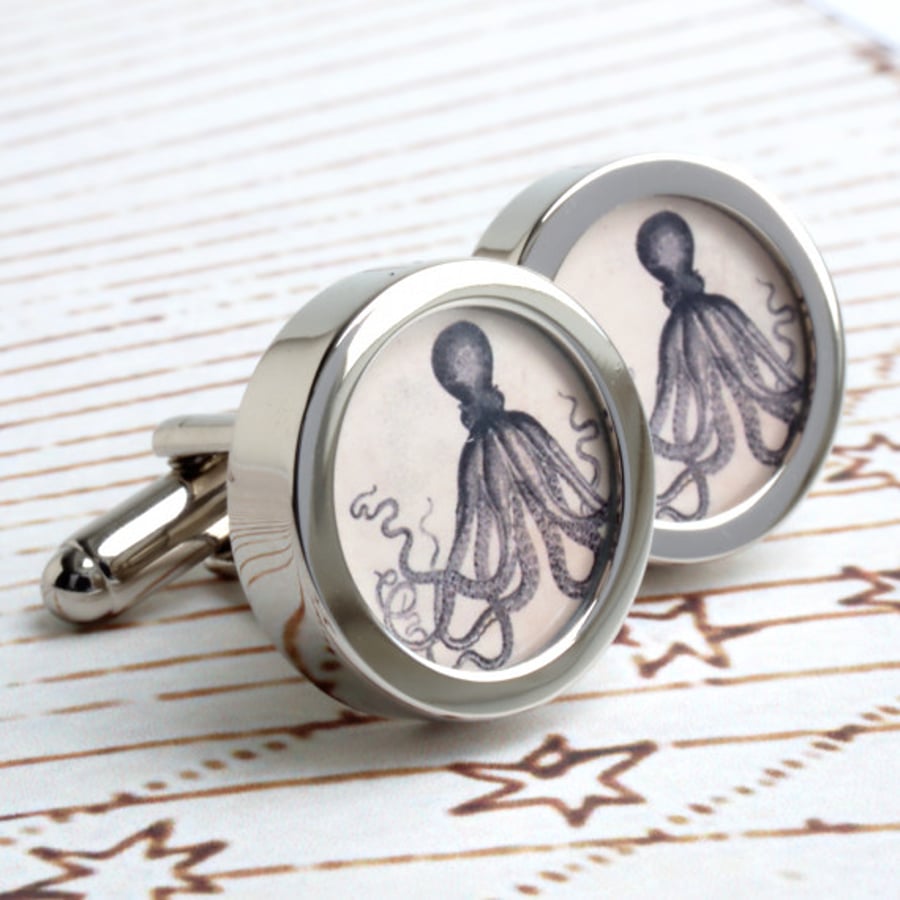 Steampunk Octopus Cufflinks - Monsters of the Deep