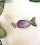 Handcrafted Sterling Silver Seaham Multi Sea Glass Pink Fish Pendant Necklace - Image 8