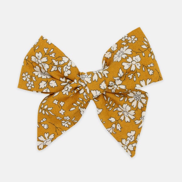 Liberty Girl's Large Bow Hair Clip, Capel G Print, Mustard