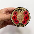 Harvest autumn poppy and wheat brooch pin or badge. 