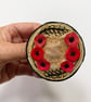 Harvest autumn poppy and wheat brooch pin or badge. 