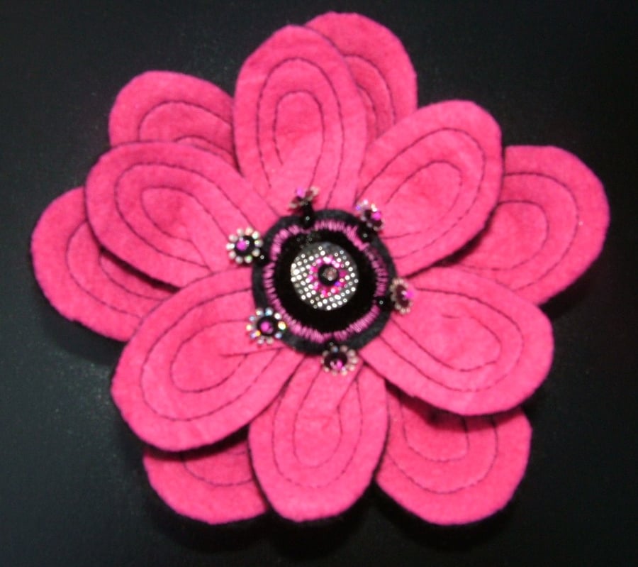 Pink Felt Flower Corsage