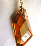 Wire wrapped copper coloured Swarovski Crystal Pendant on a gold chain Rare - Image 2