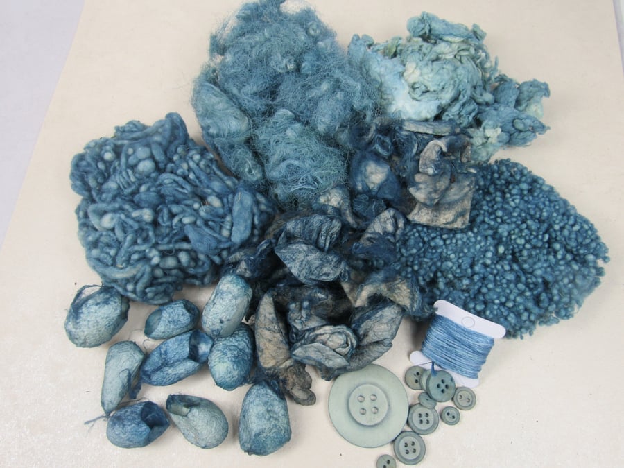 Natural Dye Indigo Blue Mixed Natural Fibre Texture Craft Pack