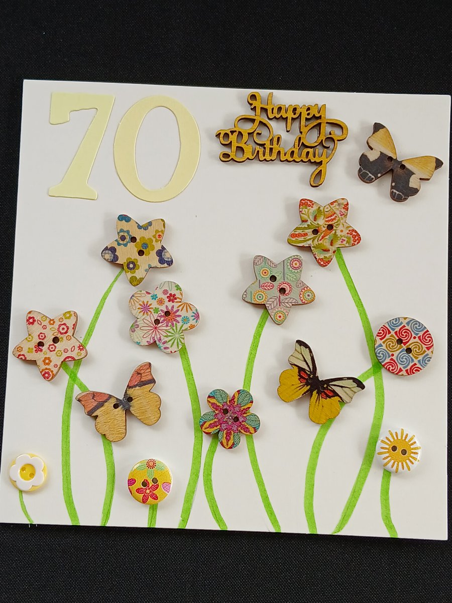 Handmade 70th birthday card 