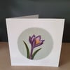 Handmade Applique and Embroidered Crocus Spring card