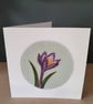 Handmade Applique and Embroidered Crocus Spring card