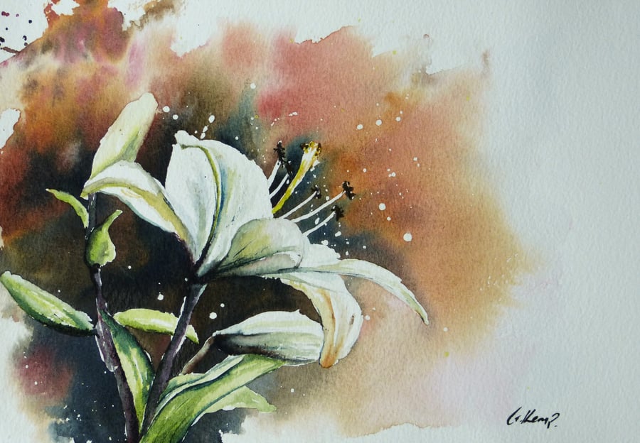 Lily, Original Watercolour Painting.