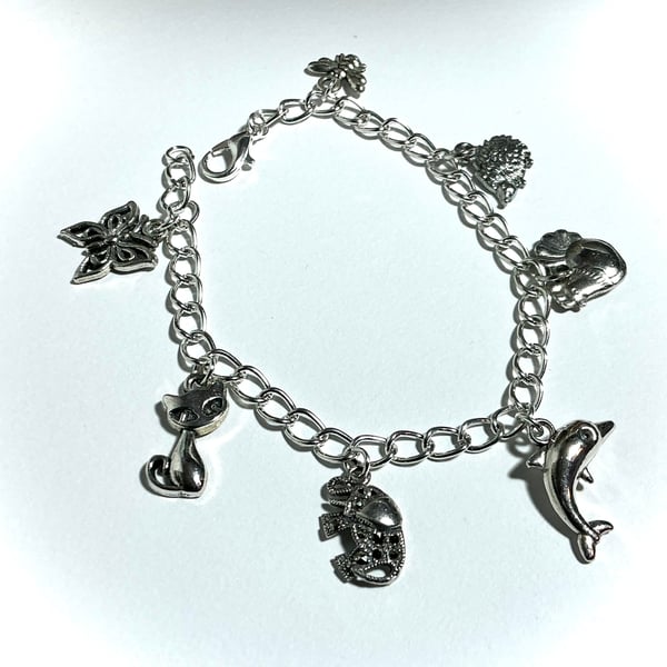 Silver Animal Themed Charm Bracelet