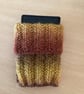 MOBILE PHONE SLEEVE 7x3.5" or 18x9cm IN MULTICOLOURED YARN