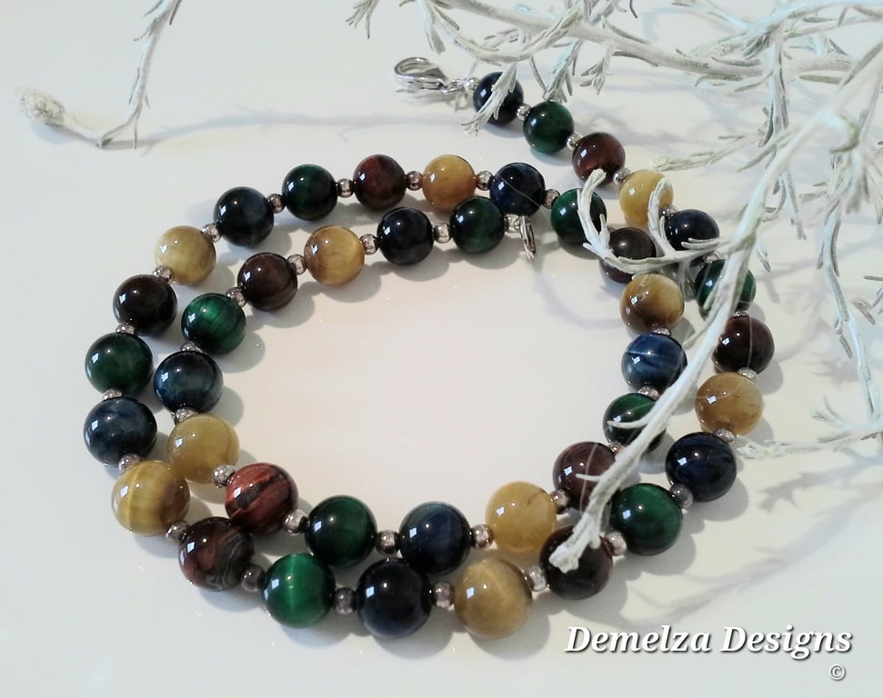 Tiger's Eye Sterling Silver Plated Necklace