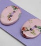 2 Pink Chintz Oval Ceramic Buttons - Image 2