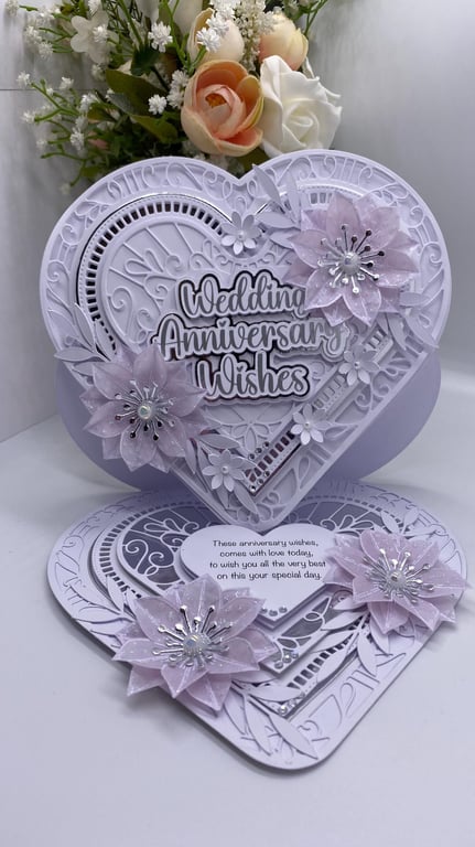 New Personalised - Luxury Boxed Wedding anniversary heart shaped card