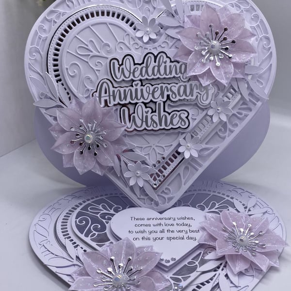 New Personalised - Luxury Boxed Wedding anniversary heart shaped card