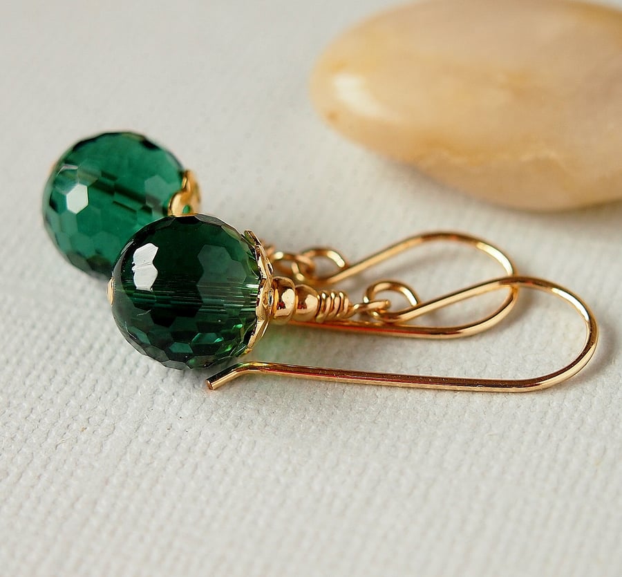 Green Amethyst Earrings - Gemstone Earrings - Gold Earrings