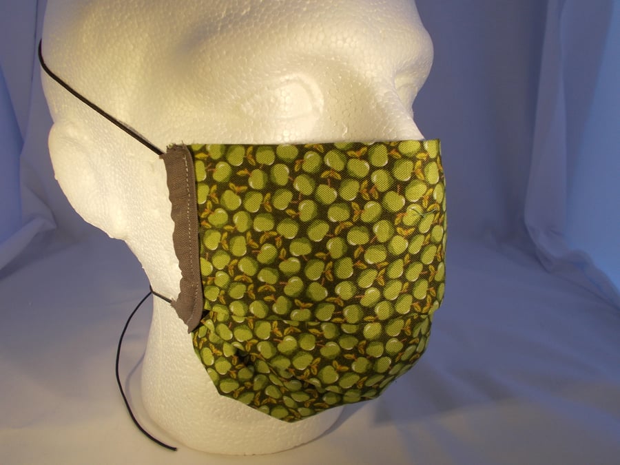 Adult Fabric Face Covering - green apples