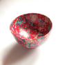 Up cycled red floral decopatch wooden bowl