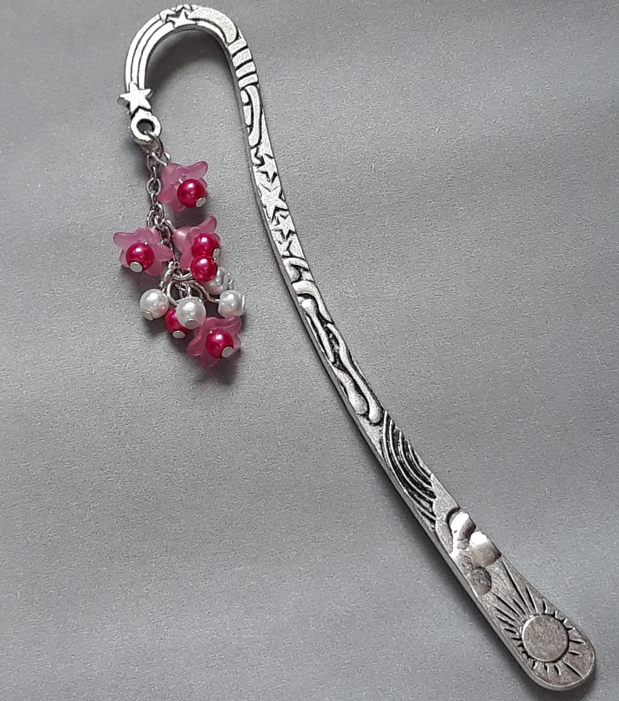 BM24 pink and white floral bookmark