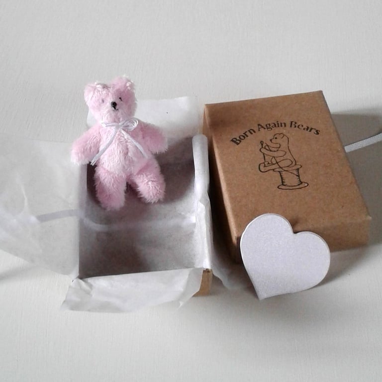 Tiny ted in a box, letterbox gift 'random act of tiny furry kindness'