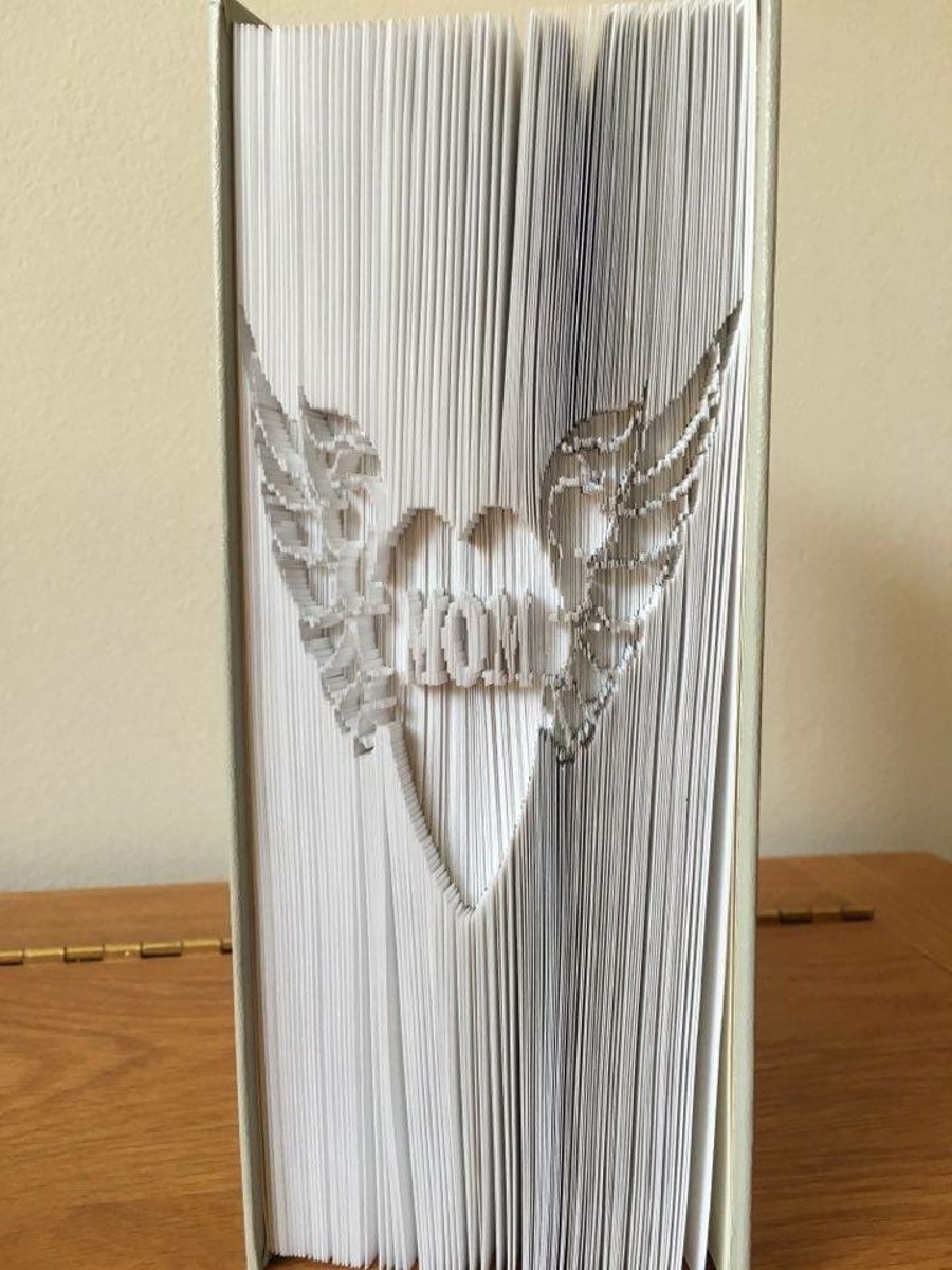 MOM Heart Angel Wings CUT & FOLD Book Folding Pattern - EMAILED PDF PATTERN