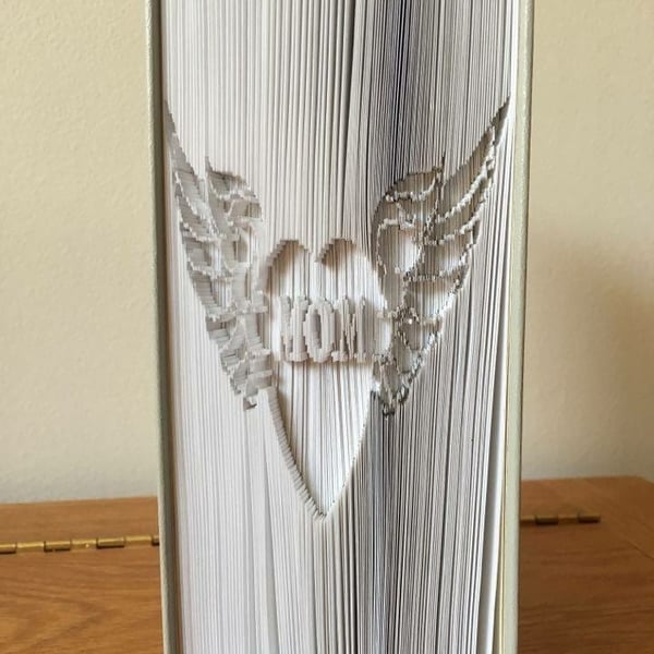 MOM Heart Angel Wings CUT & FOLD Book Folding Pattern - EMAILED PDF PATTERN