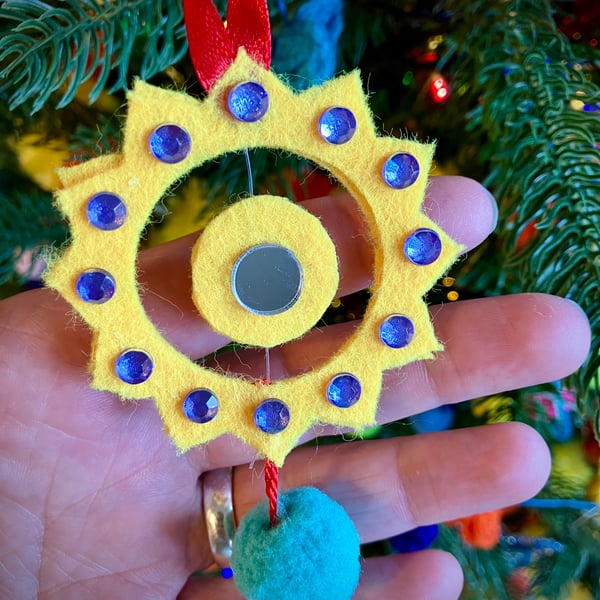 Felt Sun Decoration – Jewel & Mirror Adornment