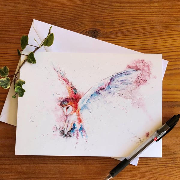 Barn Owl Card, Owl Greetings Card, Art, Wildlife Art, Note Card, Art Card, Birth