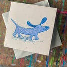 Sausage dog square card-natural- by Jo Brown Happy Tomato