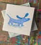 Sausage dog square card-natural- by Jo Brown Happy Tomato