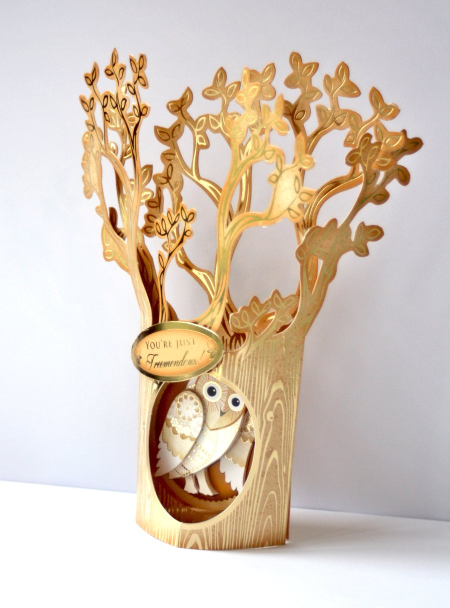 3D Owl in a Tree handmade card