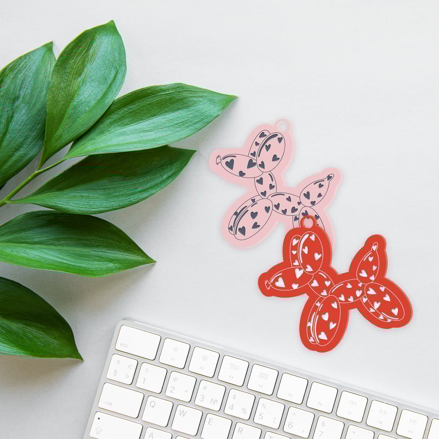 Ballon Dog With Hearts Valentine Keyring, Gift For Partner, Gift For Anniversary