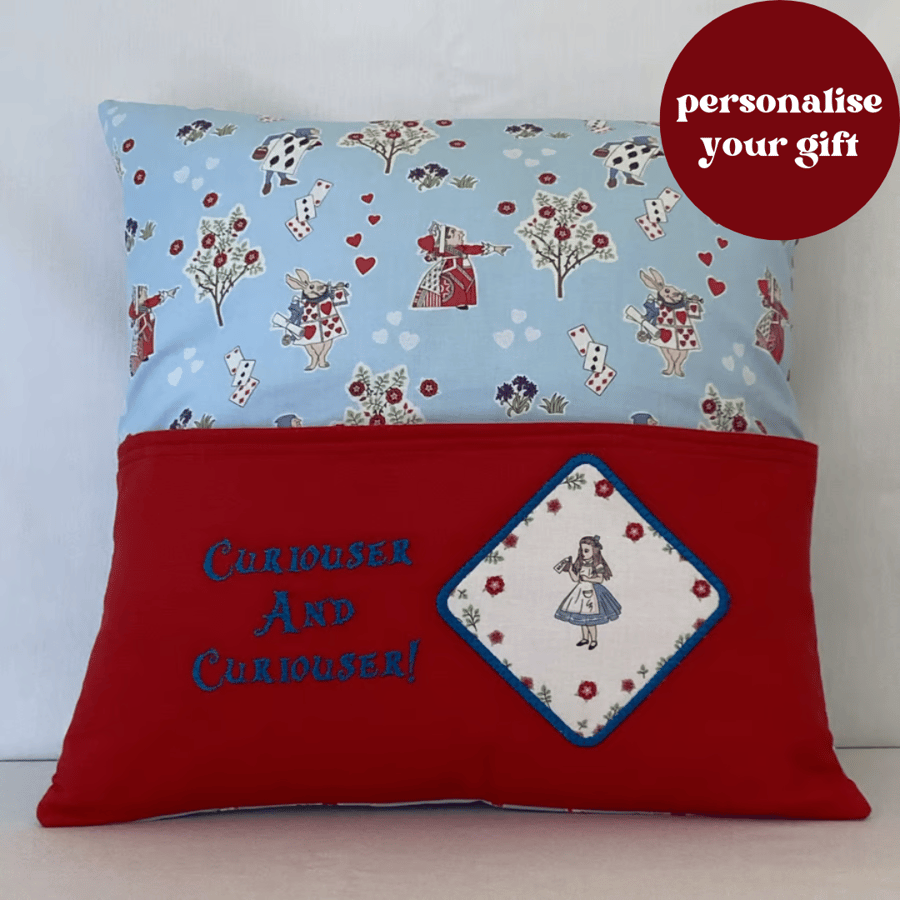Alice Themed Embroidered Reading Cushion